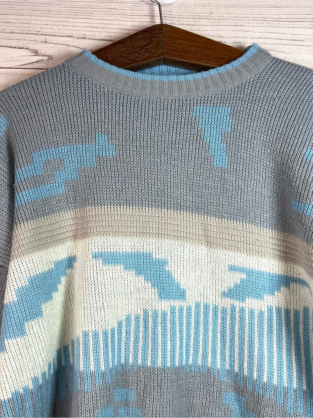 Vintage 90s Saturdays Mens Sweater Acrylic Novelty Print Size M Geometric Retro